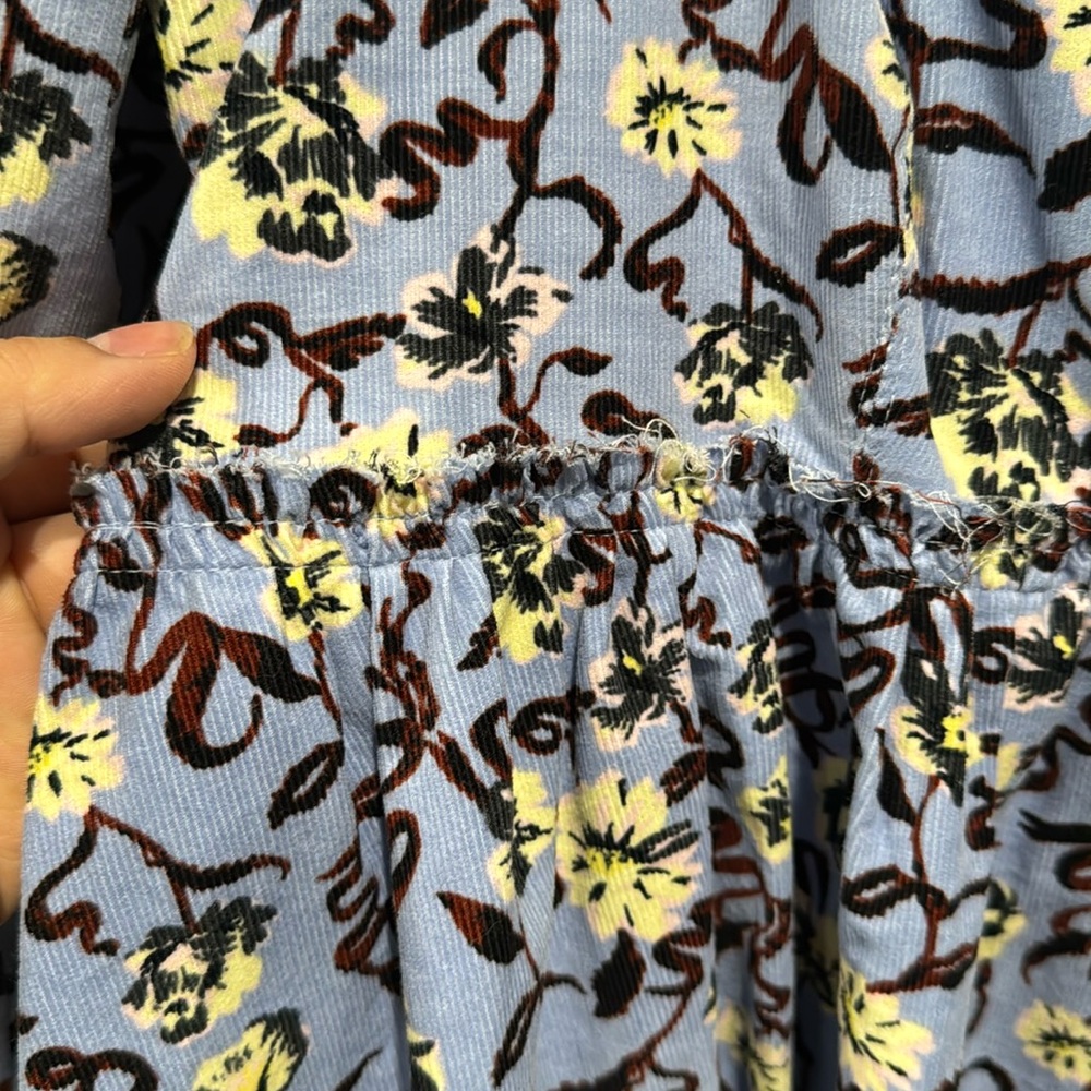 FREE PEOPLE NWOT Floral Corduroy Mini Dress for Fall/Summer - Picture 4 of 10